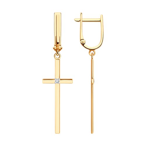 Серьги из красного золота с фианитами Ювелирное изделие - Серьги из красного золота с фианитами в магазине Best-Gold 139370