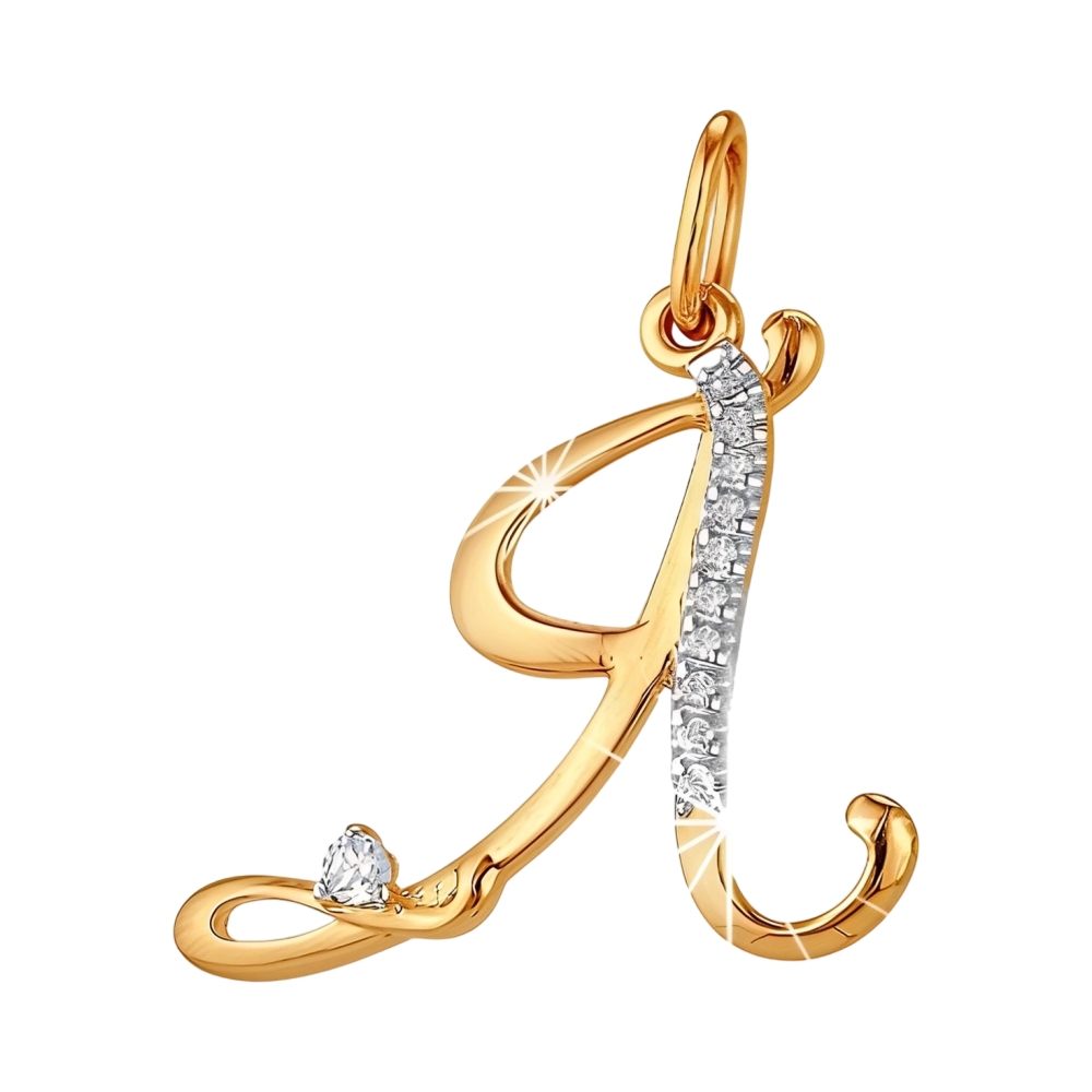 Ювелирное изделие - Подвеска из красного золота с фианитами в магазине Best-Gold 098207