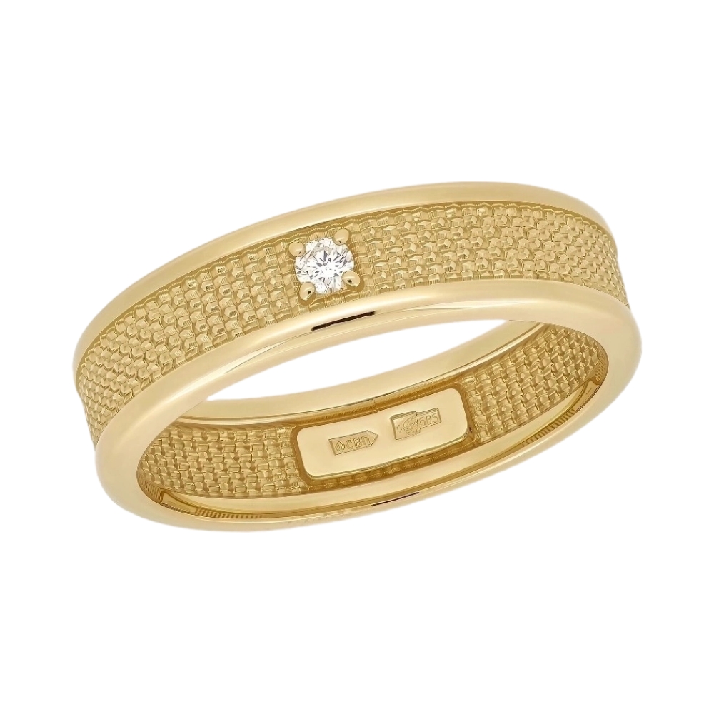 Ювелирное изделие - Обручальное кольцо из желтого золота с бриллиантом в магазине Best-Gold 154293