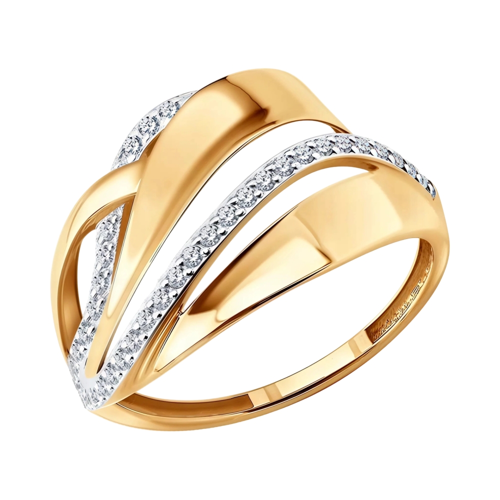 Кольцо из красного золота с фианитами Ювелирное изделие - Кольцо из красного золота с фианитами в магазине Best-Gold 155715