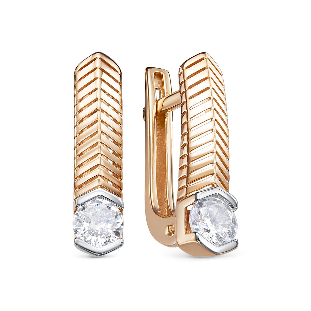 Серьги из красного золота с бриллианитами