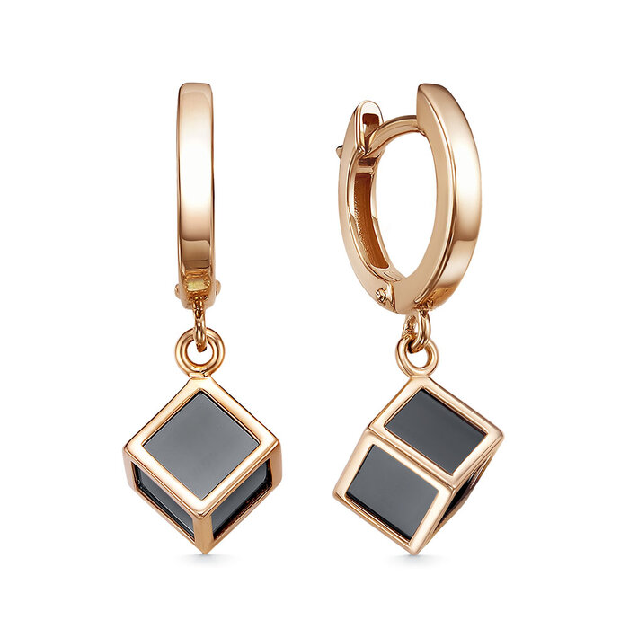 Серьги из красного золота с ониксом Ювелирное изделие - Серьги из красного золота с ониксом в магазине Best-Gold 147667