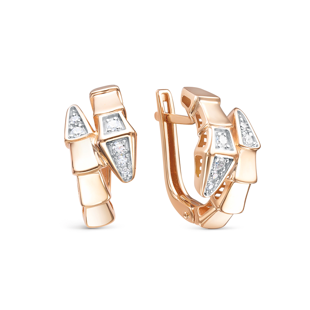 Серьги из красного золота с фианитами Ювелирное изделие - Серьги из красного золота с фианитами в магазине Best-Gold 125978