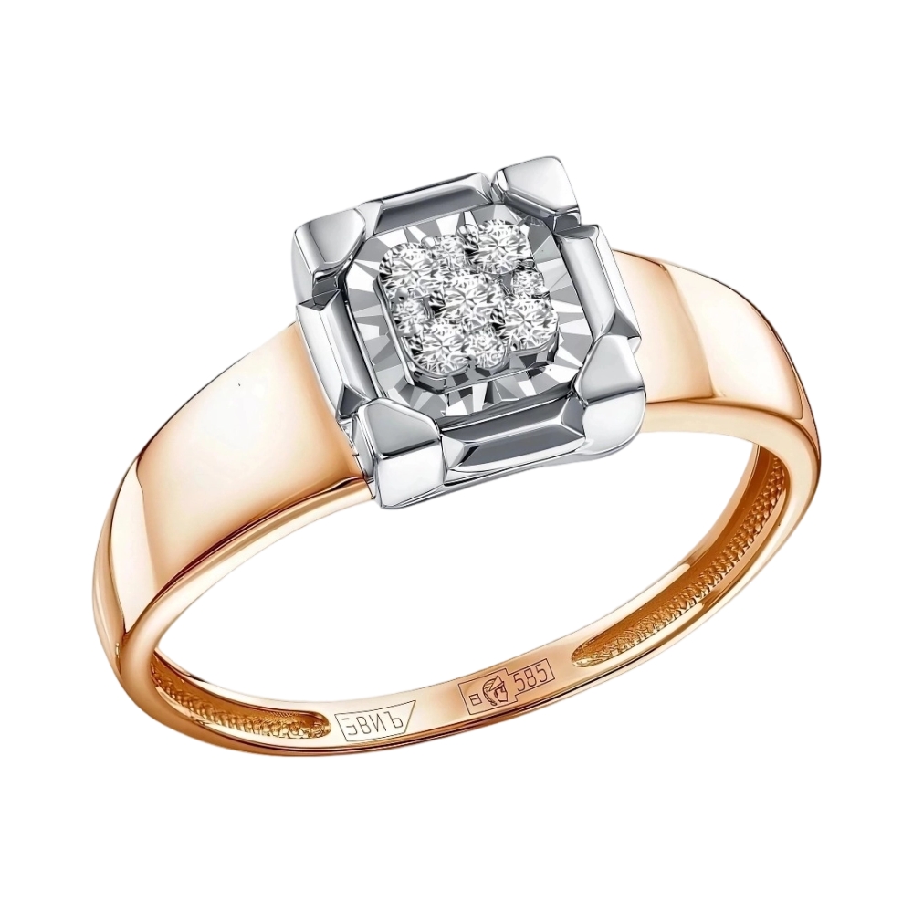 Кольцо из красного золота с бриллиантами Ювелирное изделие - Кольцо из красного золота с бриллиантами в магазине Best-Gold 155435