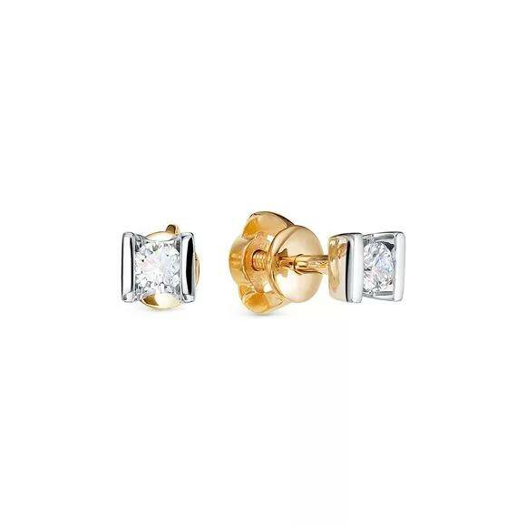 Серьги из комбинированного золота с бриллиантами Ювелирное изделие - Серьги из комбинированного золота с бриллиантами в магазине Best-Gold 078548