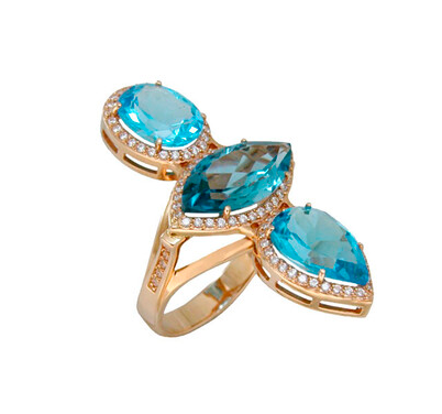 Кольцо из серебра с кварцем аквамариновым Ювелирное изделие - Кольцо из серебра с кварцем аквамариновым в магазине Best-Gold 090938