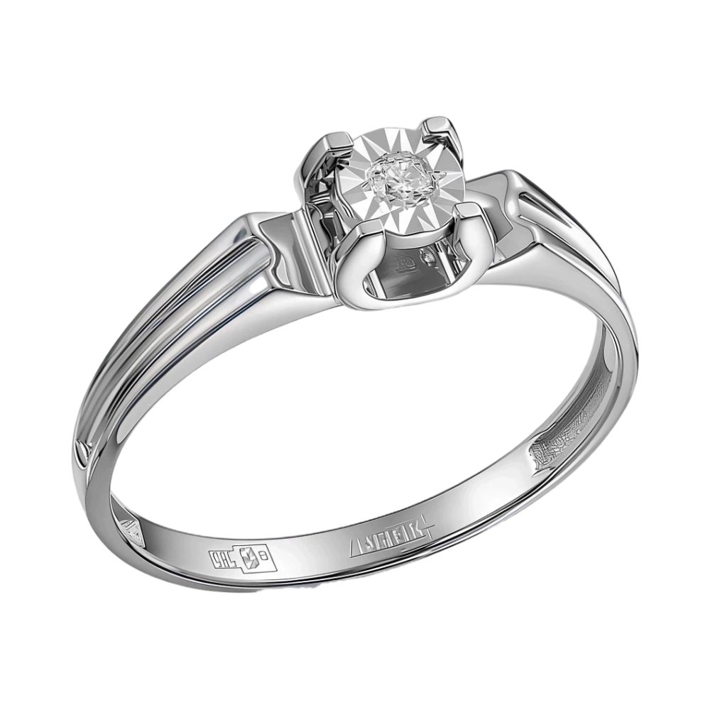 Кольцо помолвочное из белого золота с бриллиантом Ювелирное изделие - Кольцо помолвочное из белого золота с бриллиантом в магазине Best-Gold 118999