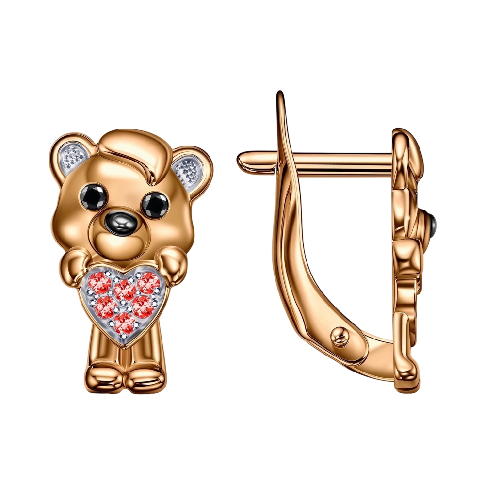 Серьги из красного золота с фианитами Ювелирное изделие - Серьги из красного золота с фианитами в магазине Best-Gold 150639