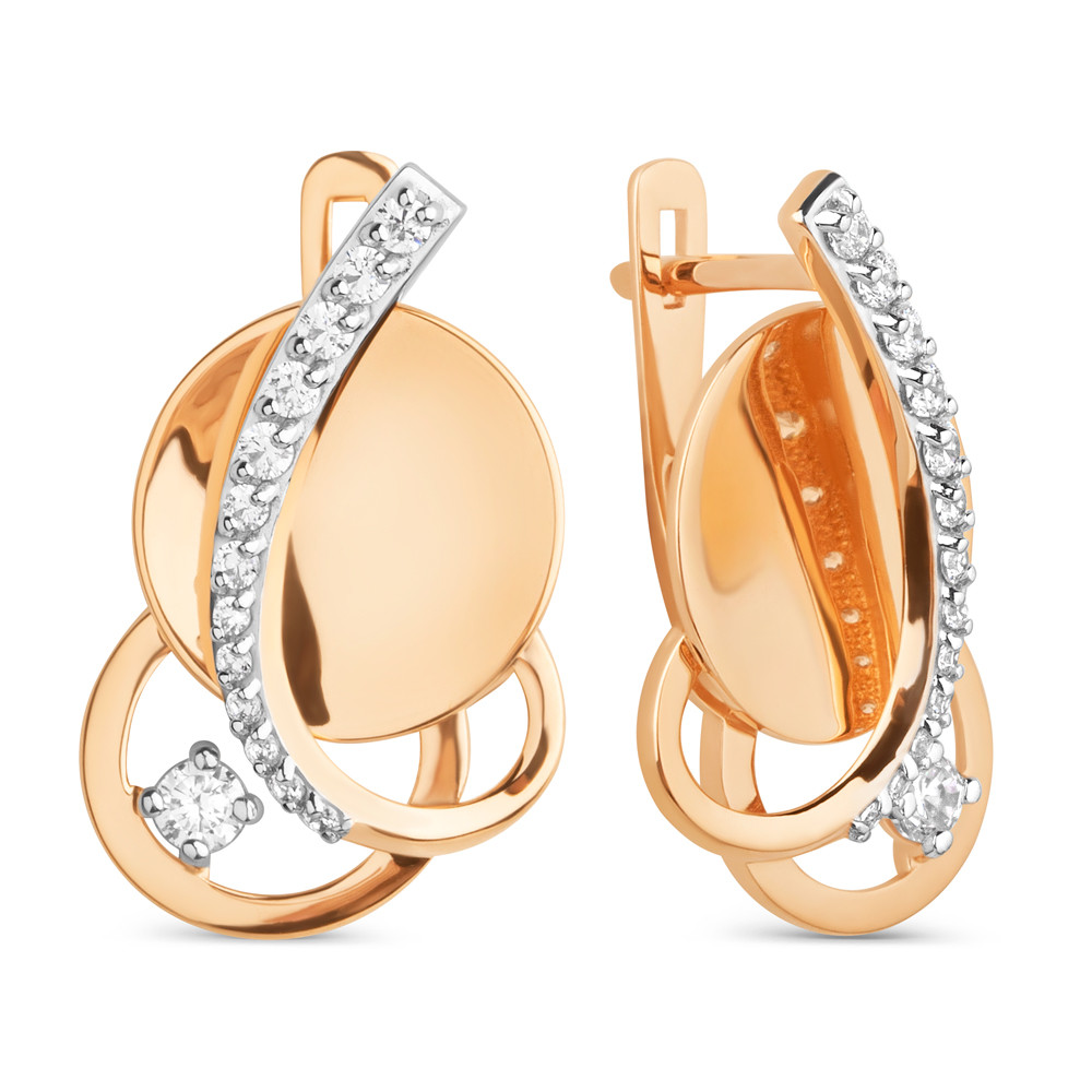 Серьги из красного золота с фианитами Ювелирное изделие - Серьги из красного золота с фианитами в магазине Best-Gold 102503