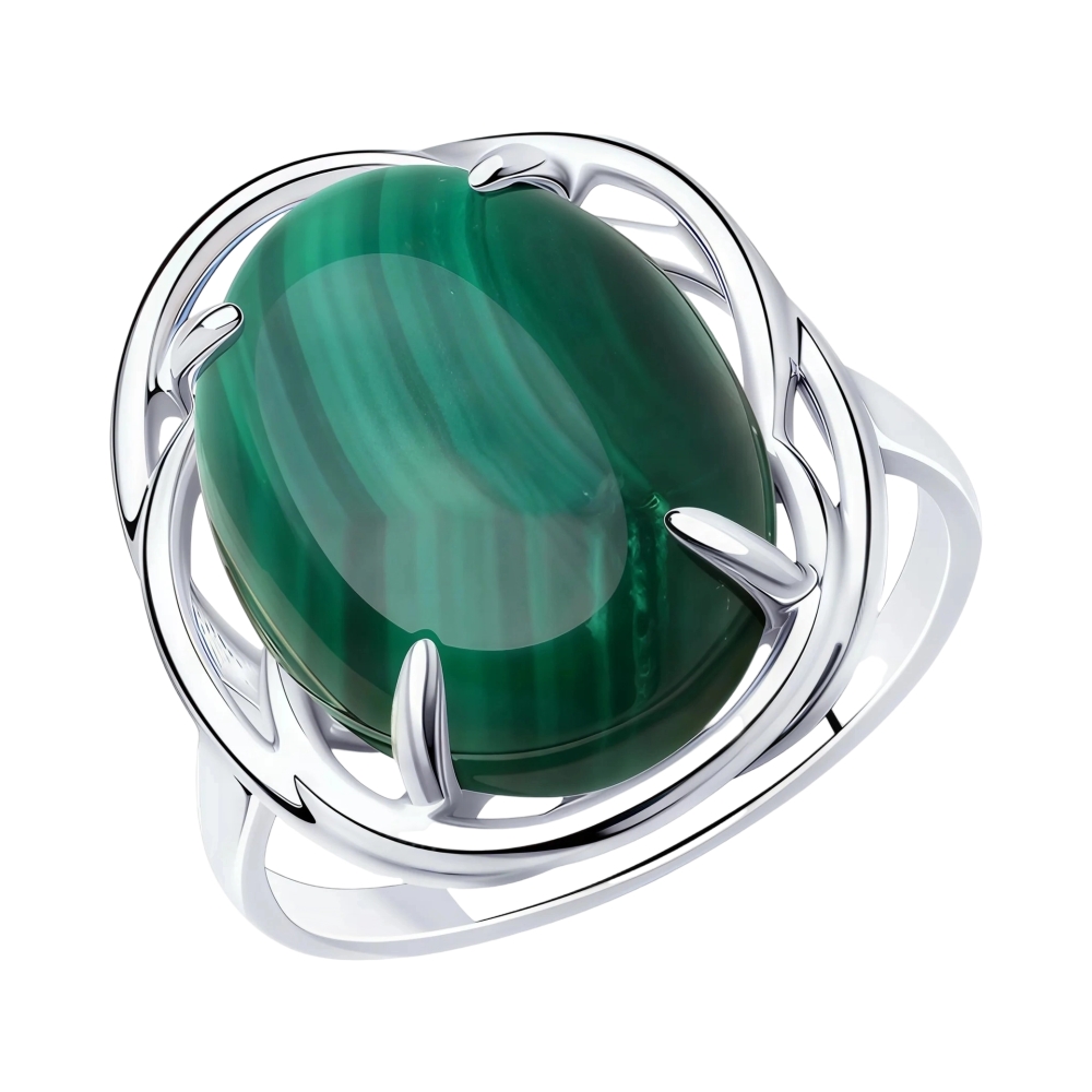 Ювелирное изделие - Кольцо из серебра с малахитом в магазине Best-Gold 152529