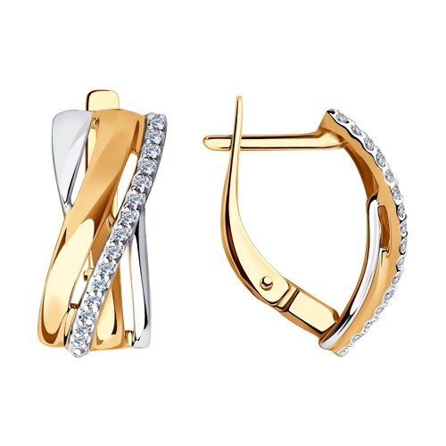 Серьги из красного золота с фианитами Ювелирное изделие - Серьги из красного золота с фианитами в магазине Best-Gold 023537