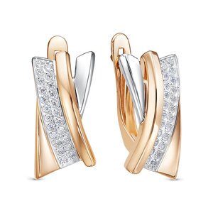 Ювелирное изделие - Серьги из красного золота с фианитами в магазине Best-Gold 152093
