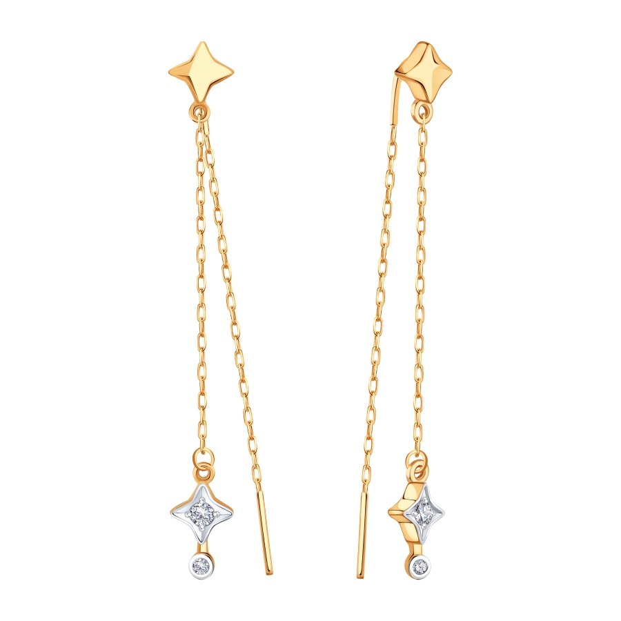 Серьги из красного золота с фианитами Ювелирное изделие - Серьги из красного золота с фианитами в магазине Best-Gold 126114