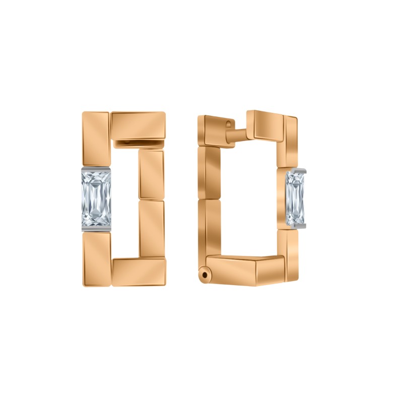 Ювелирное изделие - Серьги из красного золота с фианитами в магазине Best-Gold 155940