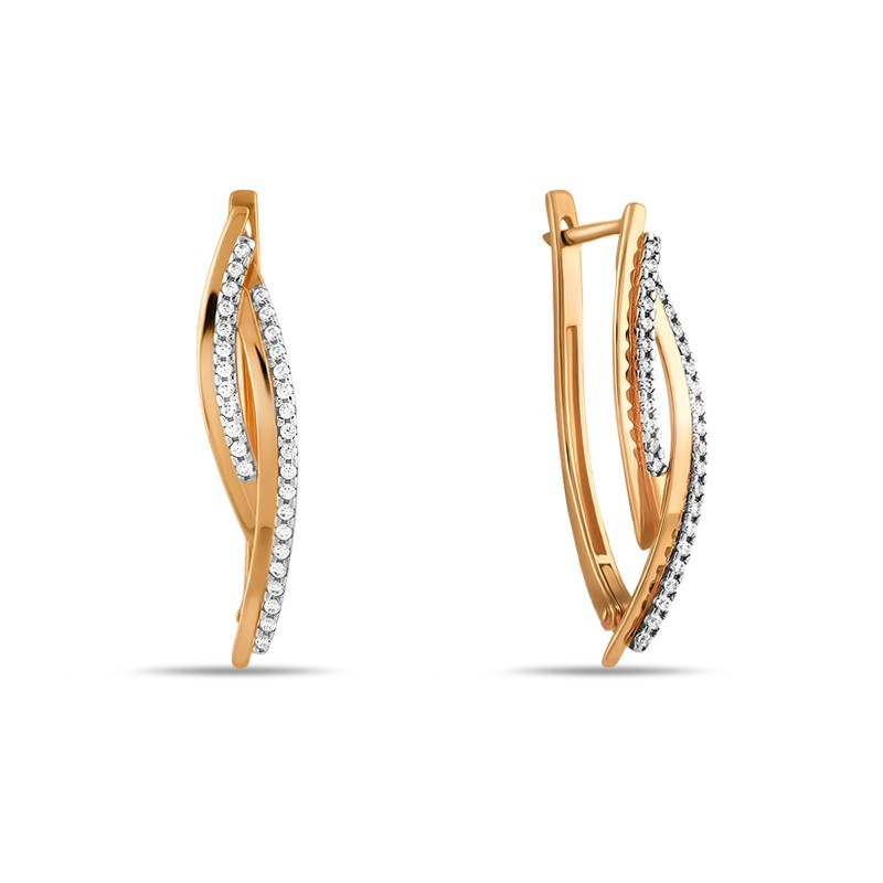 Серьги в красном золоте с фианитами Ювелирное изделие - Серьги в красном золоте с фианитами в магазине Best-Gold 057600