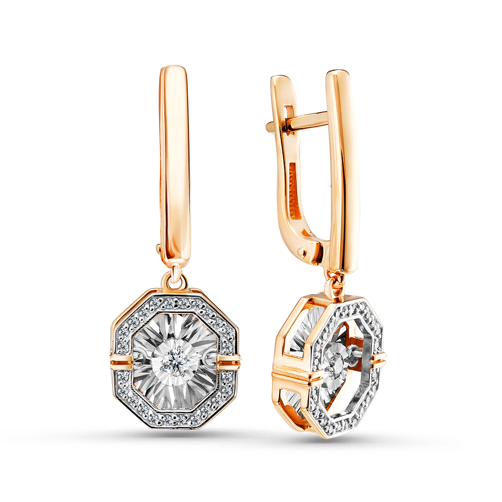 Серьги из красного золота с бриллиантами Ювелирное изделие - Серьги из красного золота с бриллиантами в магазине Best-Gold 035369