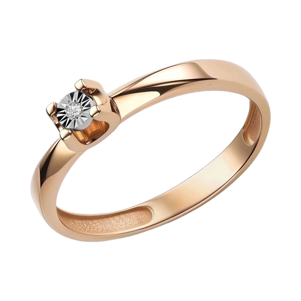 Ювелирное изделие - Кольцо помолвочное из красного золота с бриллиантом в магазине Best-Gold 154358