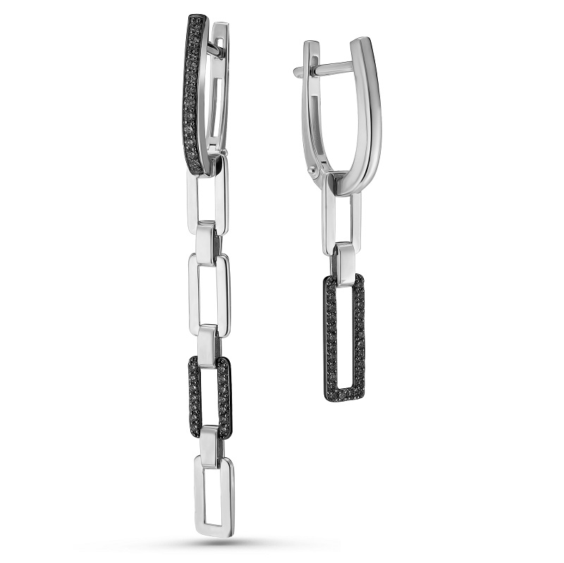 Ювелирное изделие - Серьги из белого золота с бриллиантами в магазине Best-Gold 131924