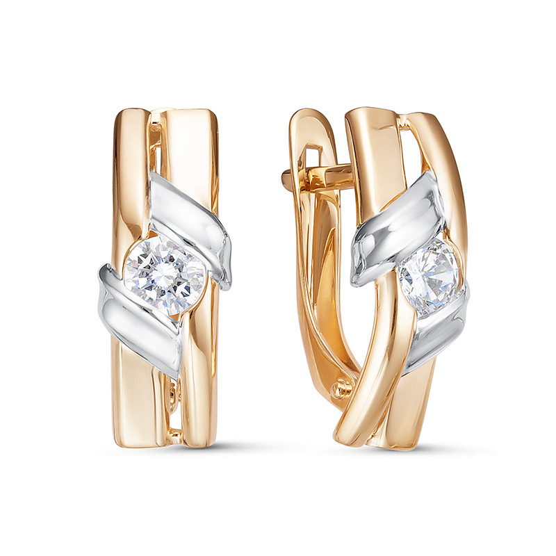 Серьги из красного золота с фианитами Ювелирное изделие - Серьги из красного золота с фианитами в магазине Best-Gold 033132