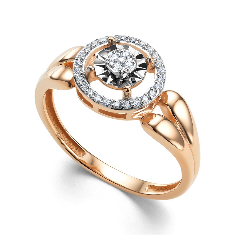 Ювелирное изделие - Кольцо из красного золота с бриллиантами в магазине Best-Gold 154364