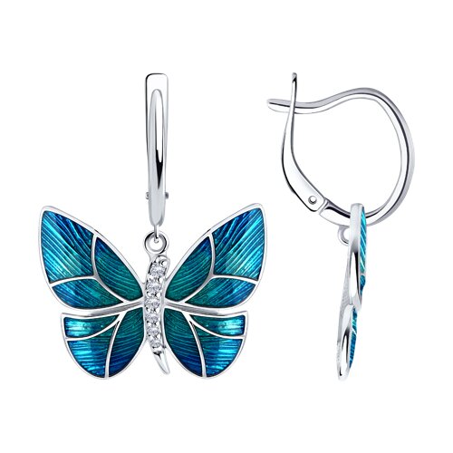 Серьги из серебра с фианитами и эмалью Ювелирное изделие - Серьги из серебра с фианитами и эмалью в магазине Best-Gold 121067