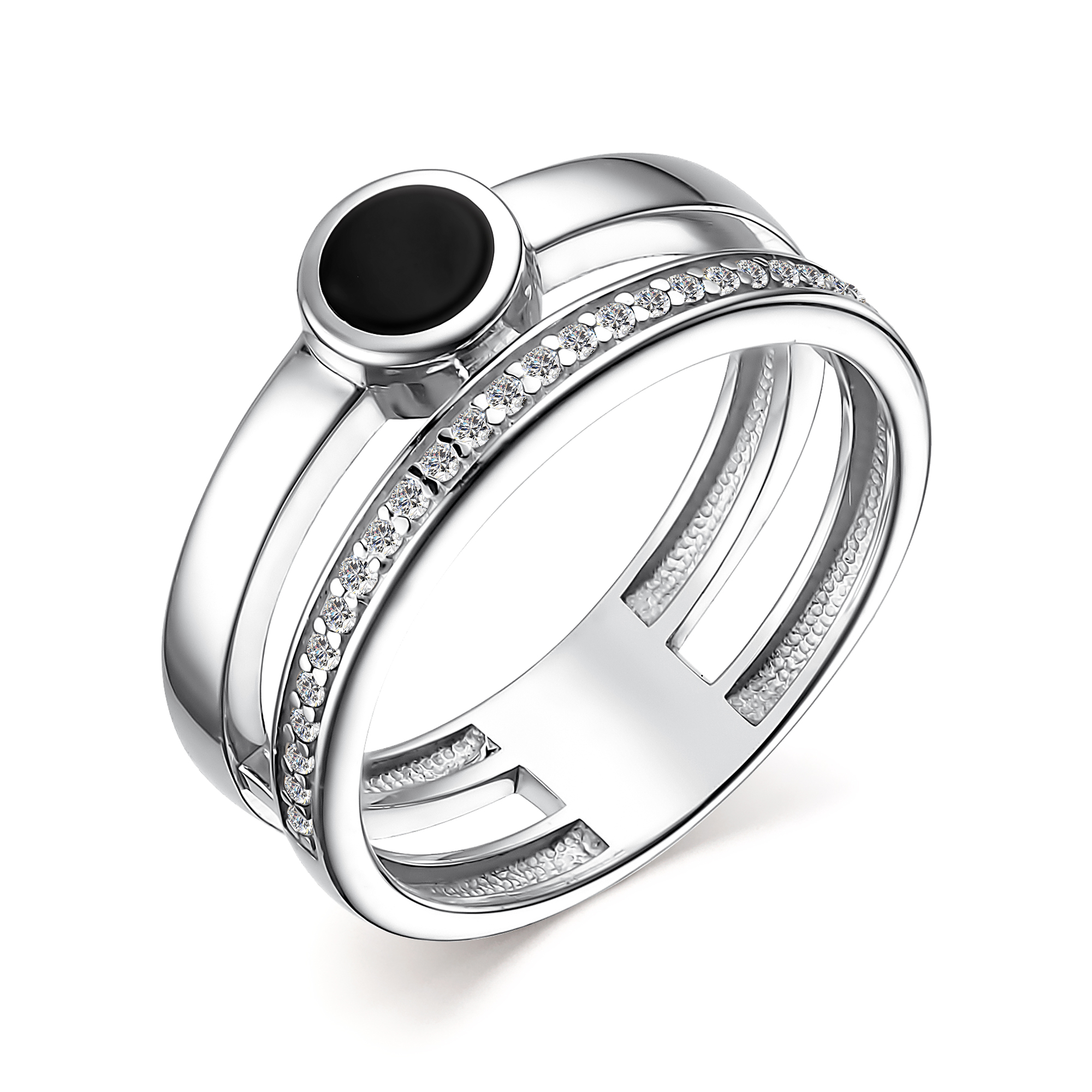 Ювелирное изделие - Кольцо из серебра с фианитами и эмалью в магазине Best-Gold 125460