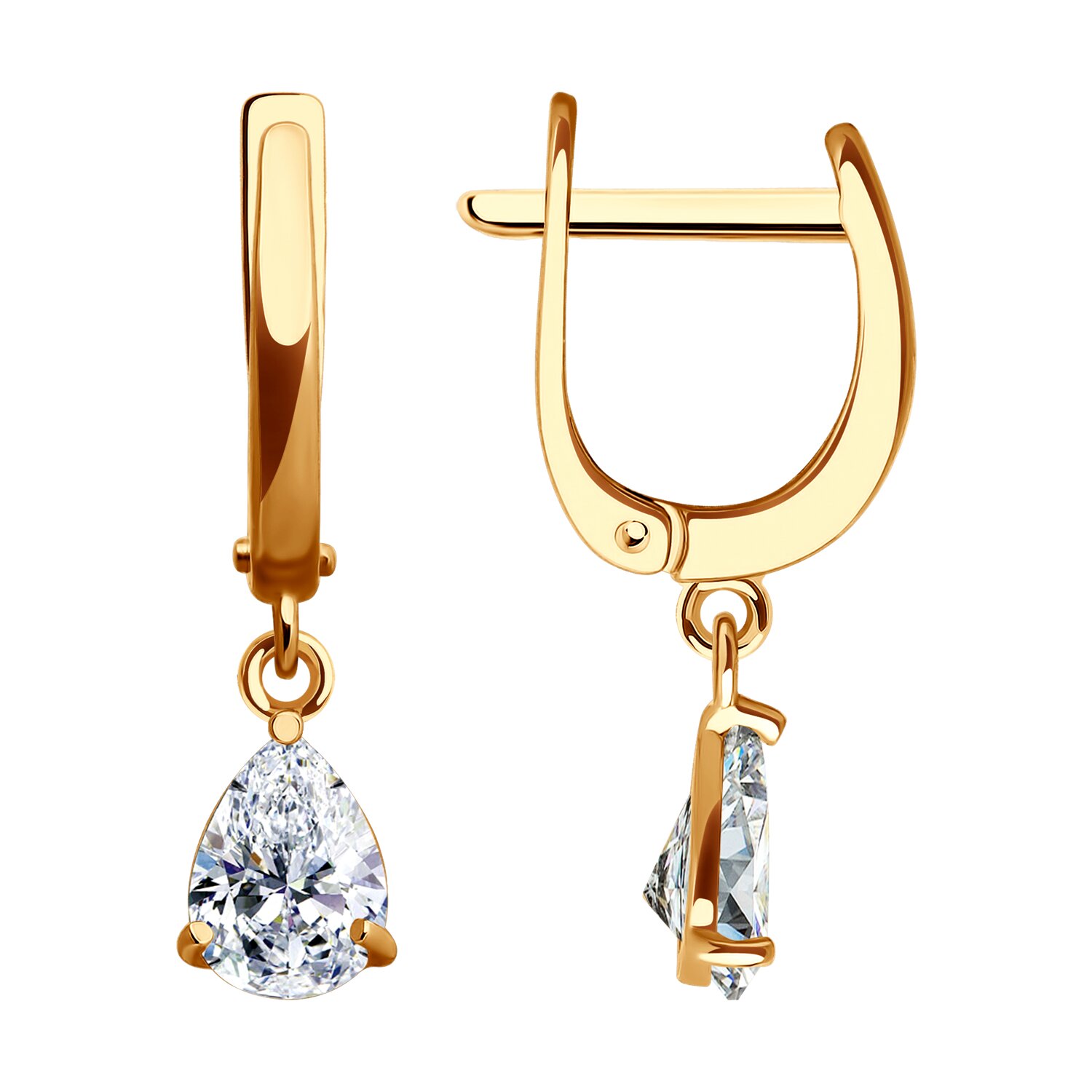 Ювелирное изделие - Серьги из красного золота с фианитами в магазине Best-Gold 139359