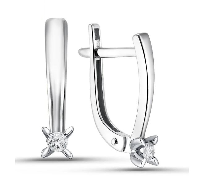 Ювелирное изделие - Серьги из белого золота с бриллиантами в магазине Best-Gold 153975