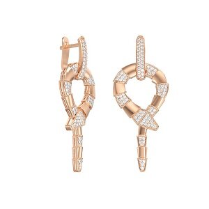 Ювелирное изделие - Серьги из красного золота с фианитами в магазине Best-Gold 029786