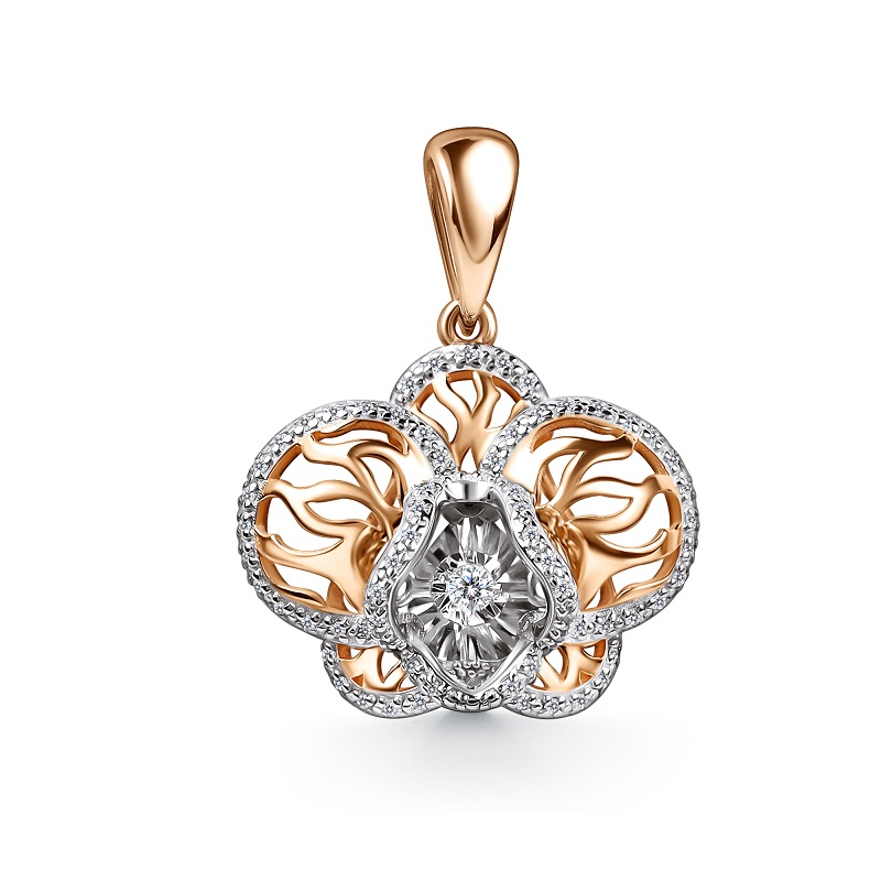 Ювелирное изделие - Подвеска из красного золота с бриллиантами в магазине Best-Gold 156961