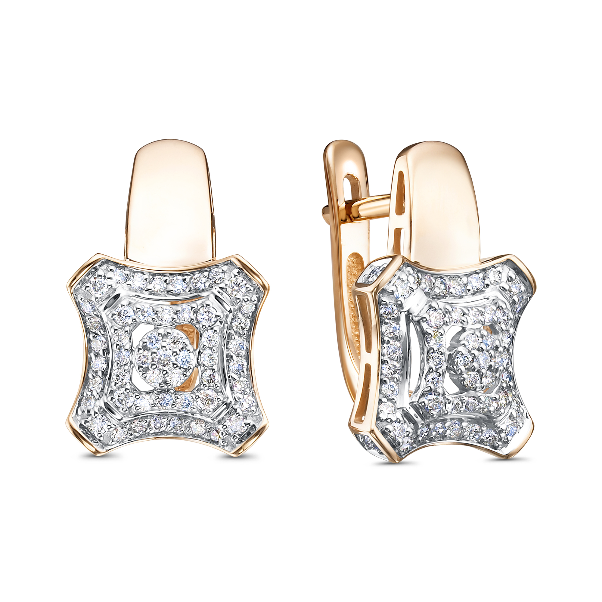 Серьги в красном золоте с бриллиантами Ювелирное изделие - Серьги в красном золоте с бриллиантами в магазине Best-Gold 141503