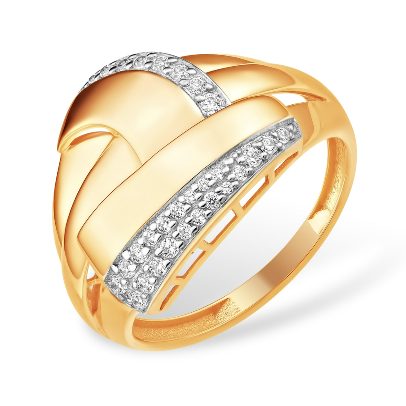 Кольцо из красного золота с фианитами Ювелирное изделие - Кольцо из красного золота с фианитами в магазине Best-Gold 151551