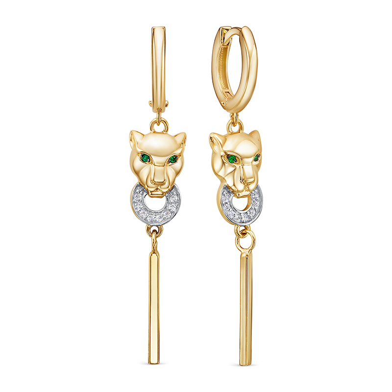 Серьги из жёлтого золота с фианитами Ювелирное изделие - Серьги из жёлтого золота с фианитами в магазине Best-Gold 142557