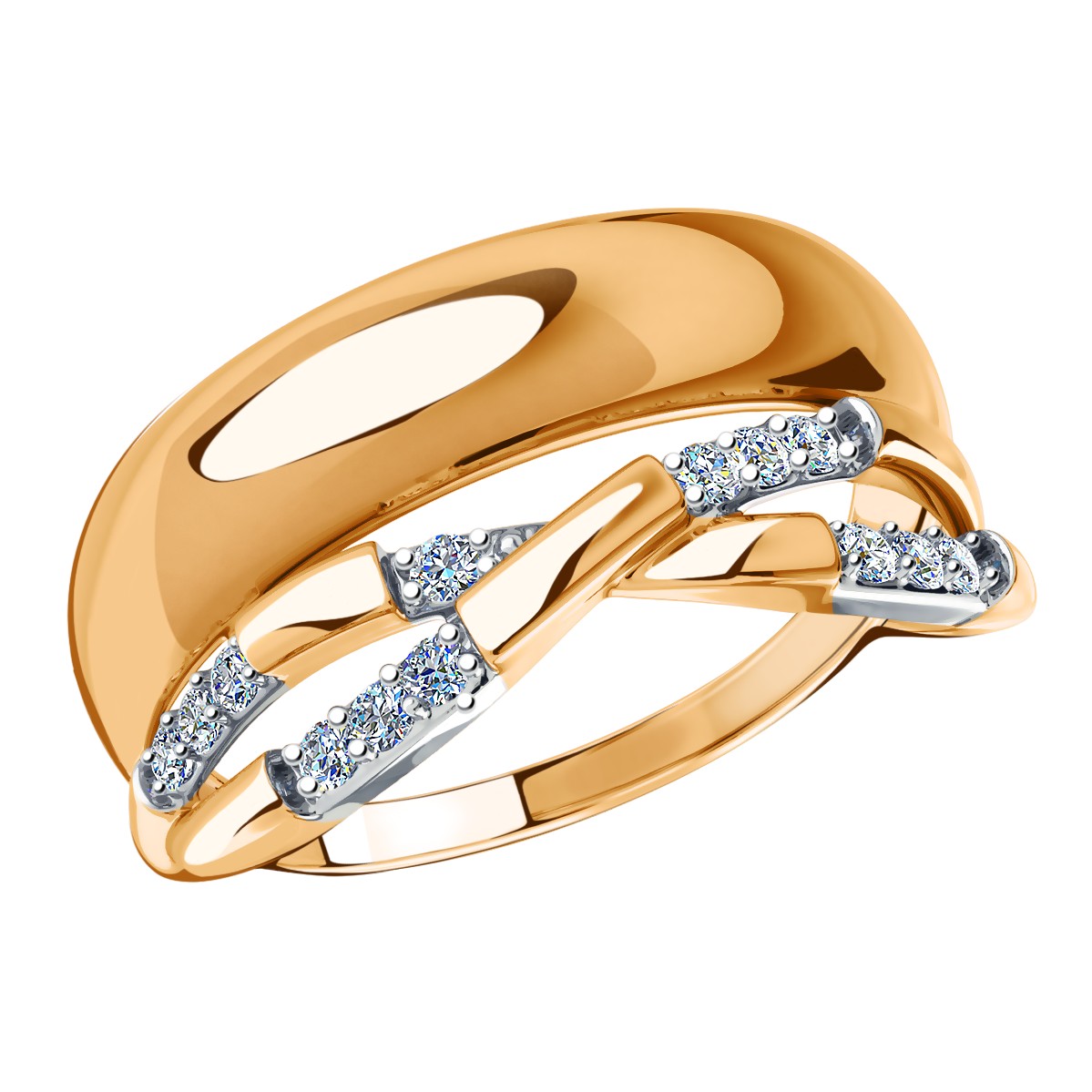 Ювелирное изделие - Кольцо из красного золота с фианитами в магазине Best-Gold 033909