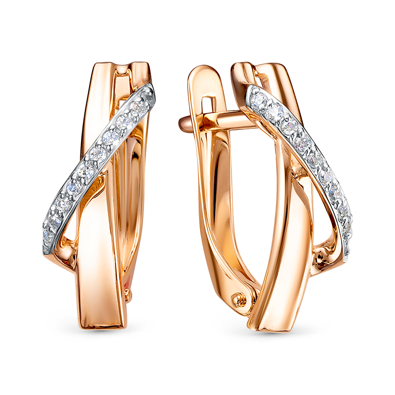 Ювелирное изделие - Серьги из красного золота с фианитами в магазине Best-Gold 133077