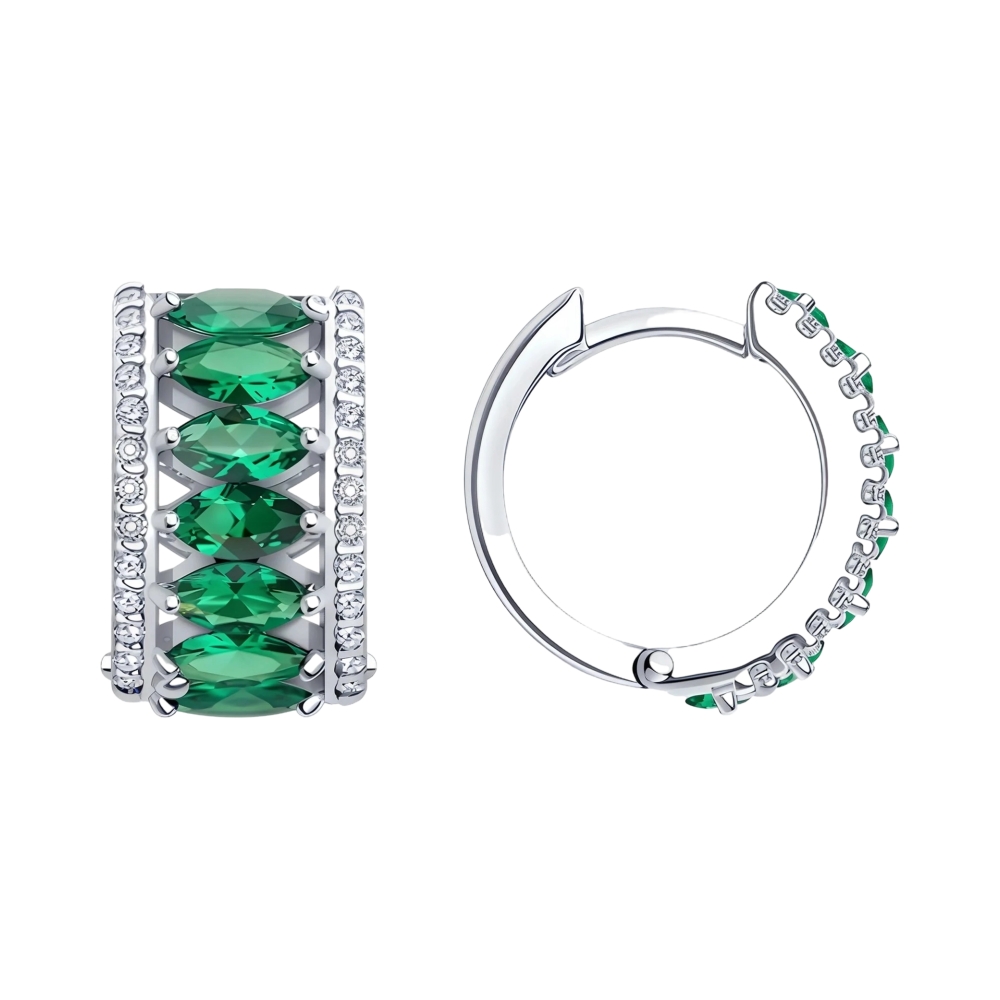 Серьги из серебра с ситаллом и фианитами Ювелирное изделие - Серьги из серебра с ситаллом и фианитами в магазине Best-Gold 152561