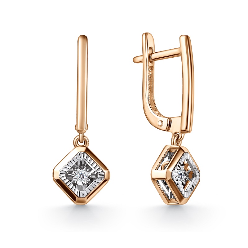 Ювелирное изделие - Серьги из красного золота с бриллиантами в магазине Best-Gold 154996