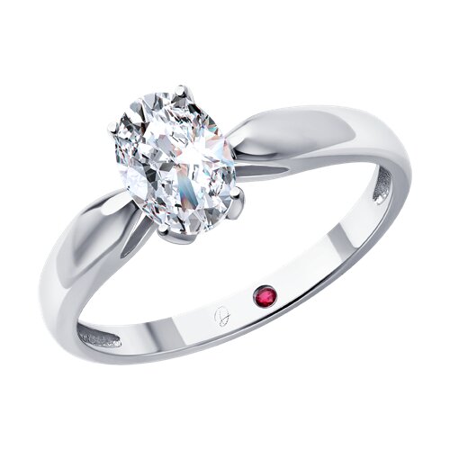 Кольцо помолвочное из белого золота с бриллиантом и рубином