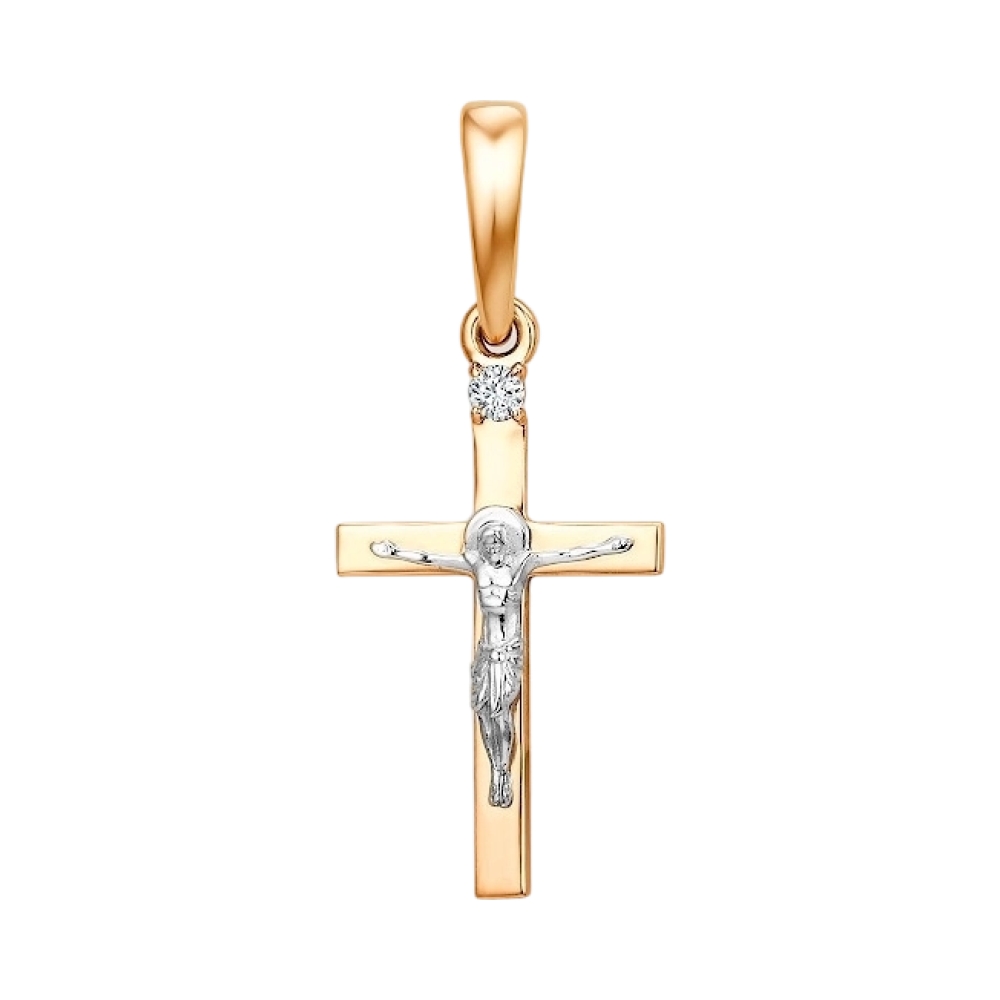 Ювелирное изделие - Крест из желтого золота с бриллиантом в магазине Best-Gold 030955