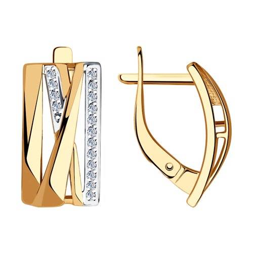 Ювелирное изделие - Серьги из красного золота с фианитами в магазине Best-Gold 041057