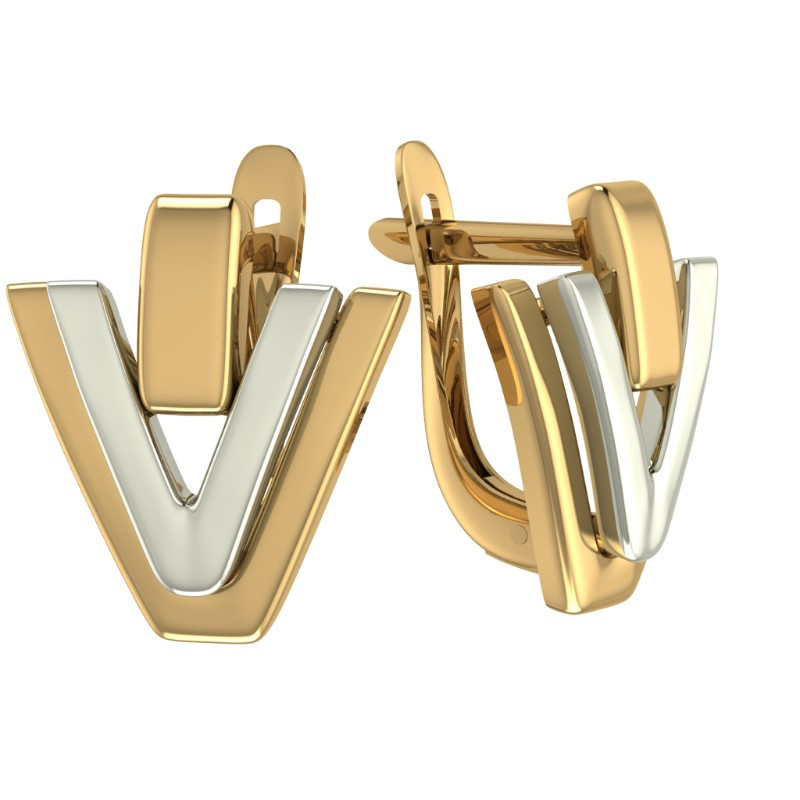 Ювелирное изделие - Серьги из комбинированного золота в магазине Best-Gold 033932