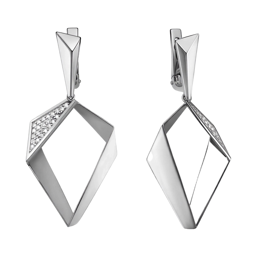 Ювелирное изделие - Серьги из белого золота с бриллиантами в магазине Best-Gold 142149