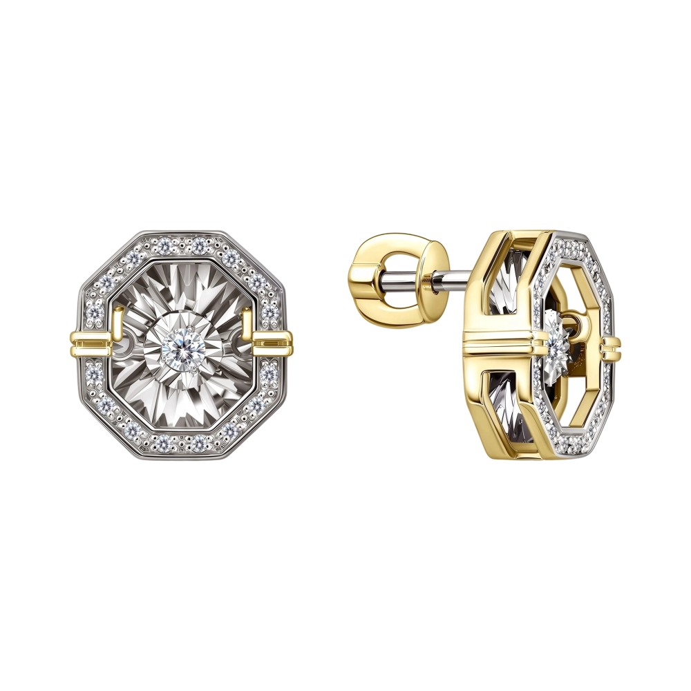 Серьги из желтого золота с бриллиантами Ювелирное изделие - Серьги из желтого золота с бриллиантами в магазине Best-Gold 152121