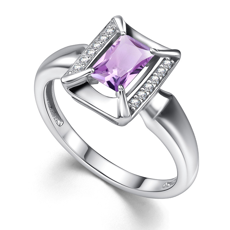 Ювелирное изделие - Кольцо из серебра с аметистом и фианитами в магазине Best-Gold 146635