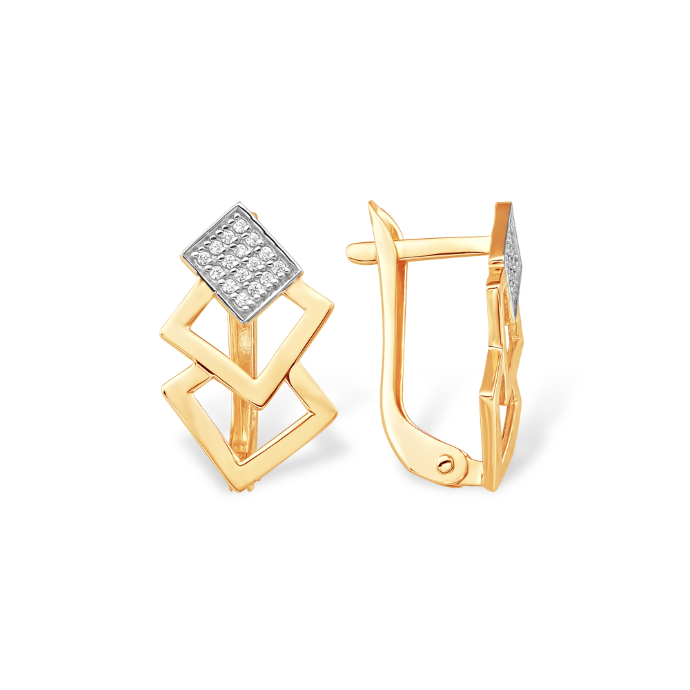 Ювелирное изделие - Серьги из красного золота с фианитами в магазине Best-Gold 152046