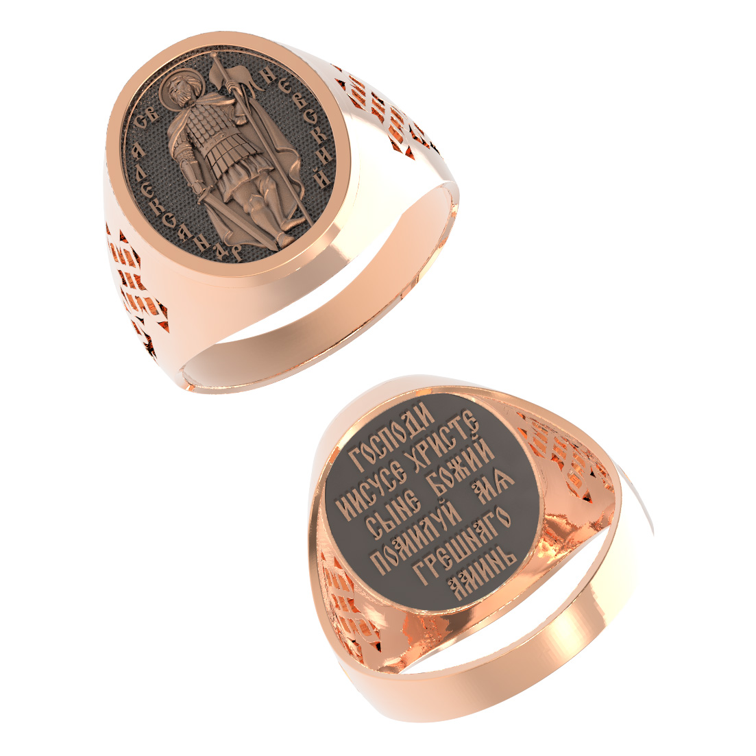 Печатка мужская из красного золота