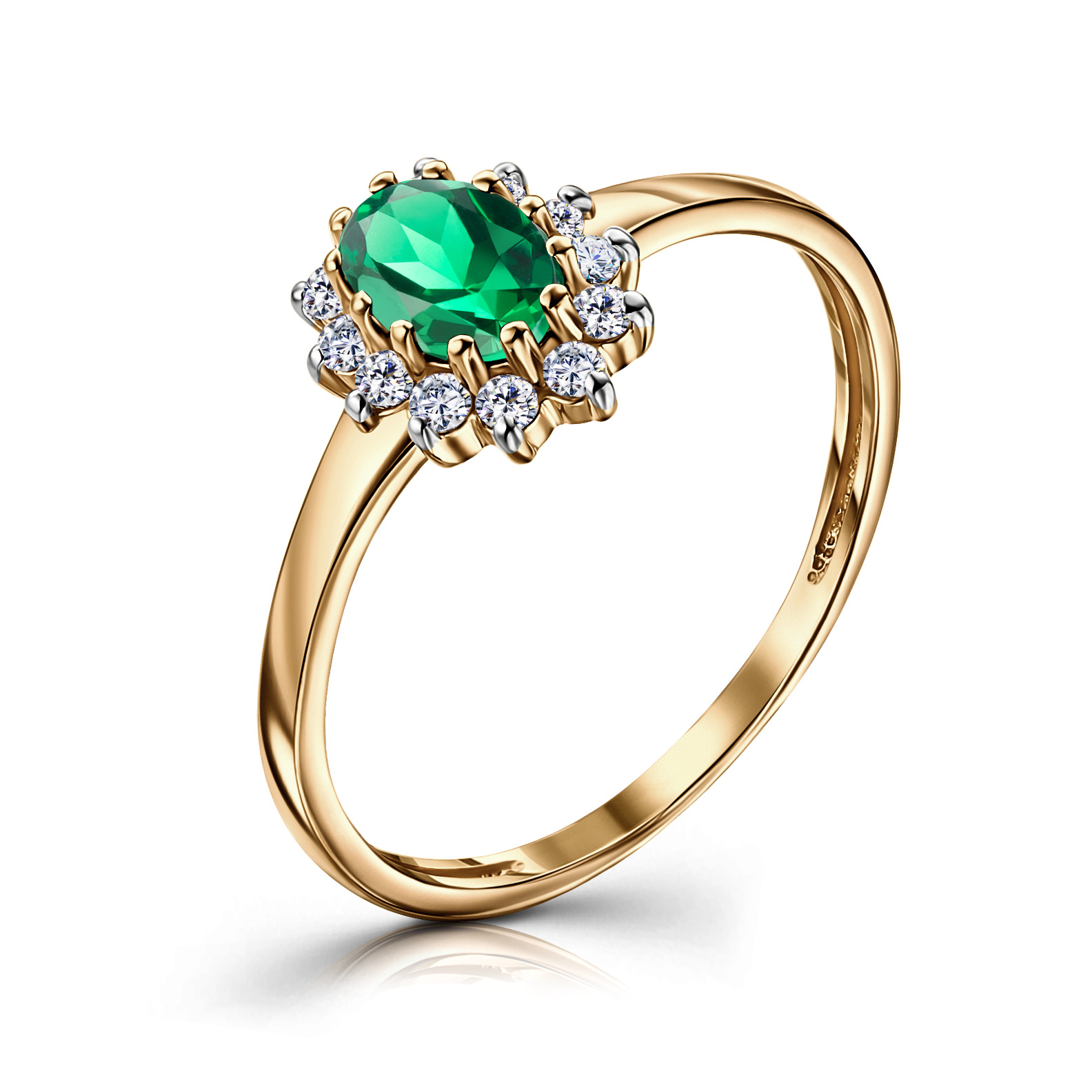 Кольцо из красного золота с изумрудом и бриллиантом Ювелирное изделие - Кольцо из красного золота с изумрудом и бриллиантом в магазине Best-Gold 141944