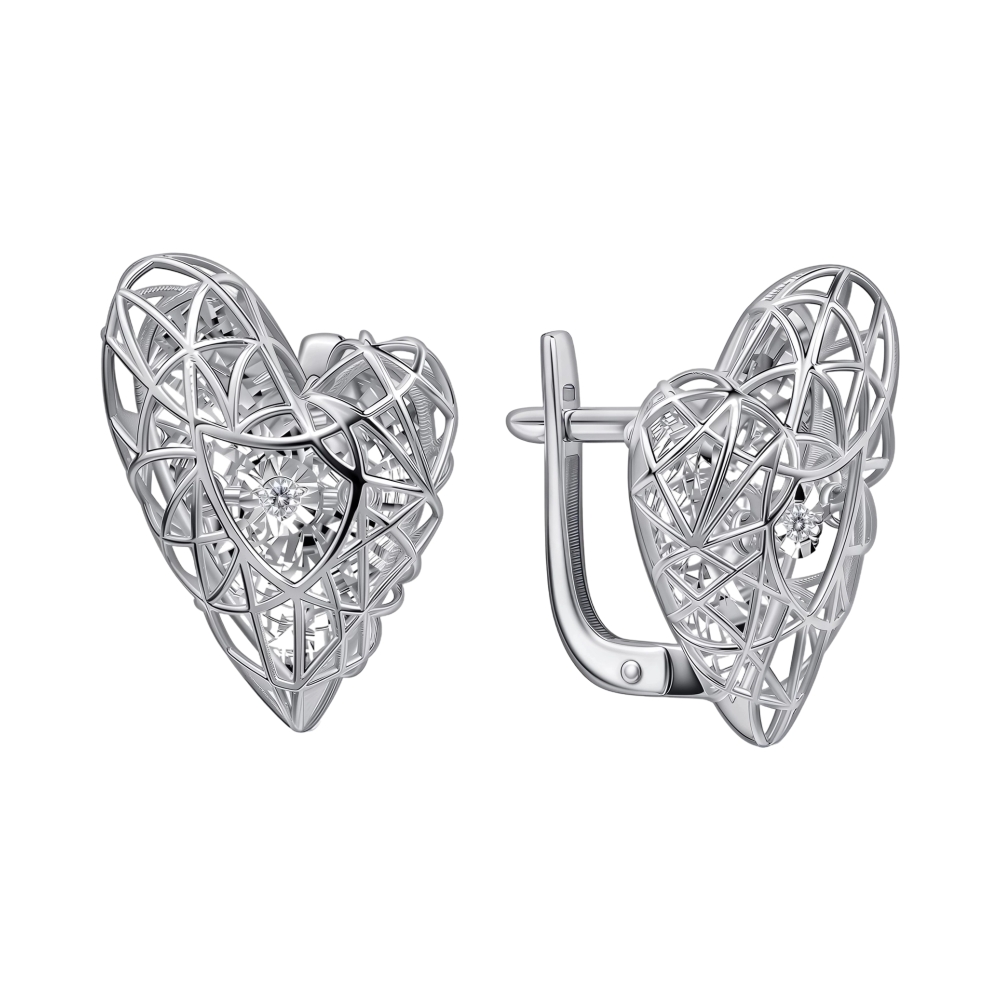 Ювелирное изделие - Серьги из белого золота с бриллиантами в магазине Best-Gold 157287