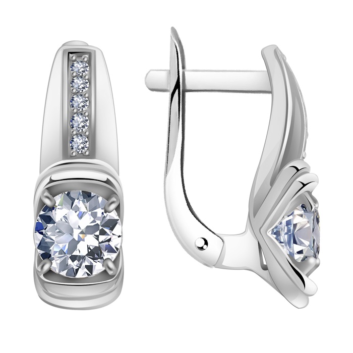 Серьги из белого золота с фианитами Ювелирное изделие - Серьги из белого золота с фианитами в магазине Best-Gold 139942