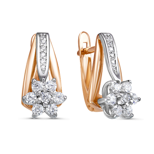 Серьги из красного золота с фианитами Ювелирное изделие - Серьги из красного золота с фианитами в магазине Best-Gold 126562